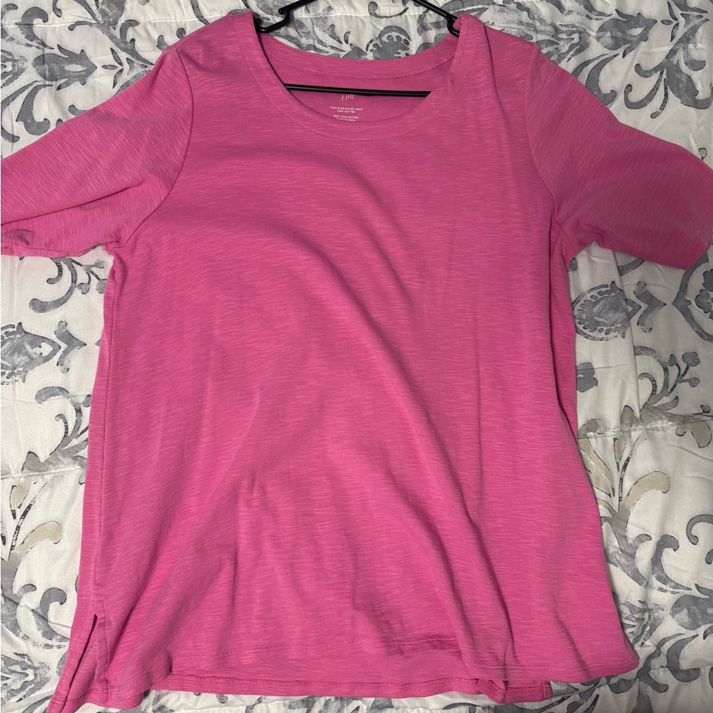 J. Jill Pima Slub Scoop-Neck Tee in Pink